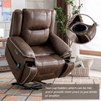 Fauteuil releveur confortable avec massage chauffant, porte-gobelet et port USB