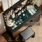 Coiffeuse de ferme Roomfitters avec lumières, coiffeuse avec porte coulissante, table de maquillage à 2 tiroirs avec miroir éclairé