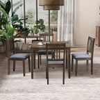 Ensemble Table et Chaises de Salle à Manger Carrée en Bois, Table à Manger Décontractée avec 4 Chaises de Salle à Manger Rembourrées pour Coin Repas de Cuisine