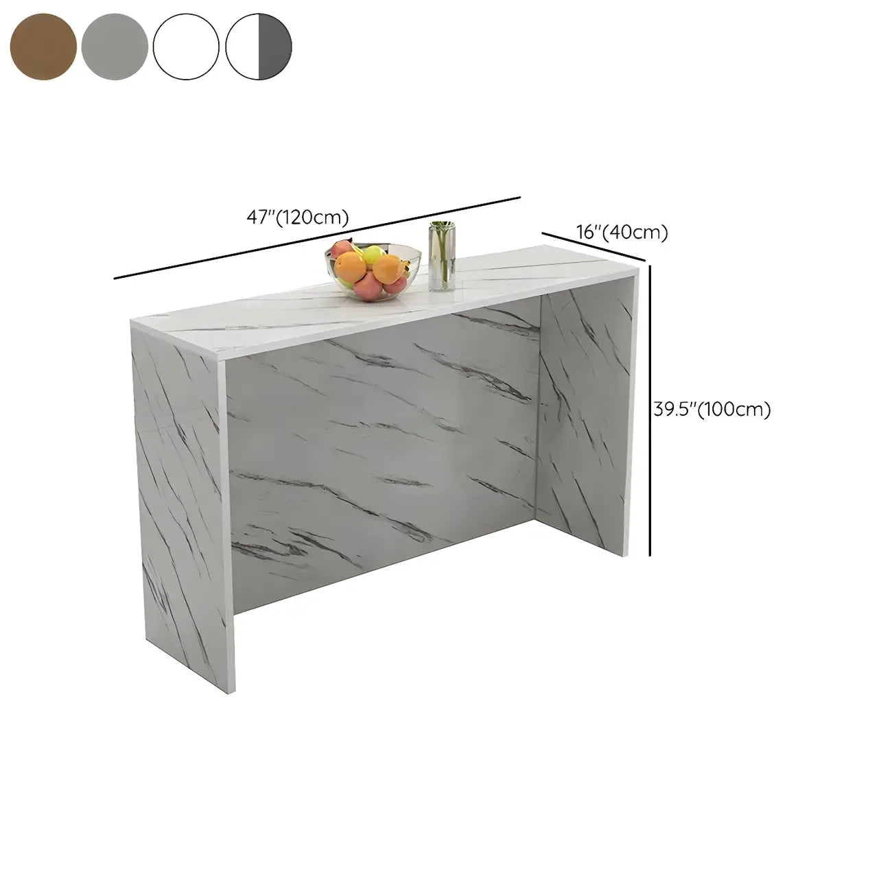 Table de bar longue rectangulaire blanche en bois pour salon