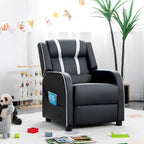 Fauteuil inclinable pour enfants Gymax Canapé ergonomique en cuir avec repose-pieds