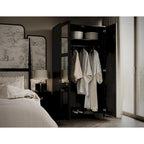 Palace Imports Armoire Urbaine 2 Portes 100% Bois Massif avec Portes Pleines et Miroirs