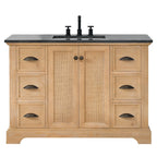 Meuble sous-vasque Hervas avec plateau en marbre naturel, sans miroir