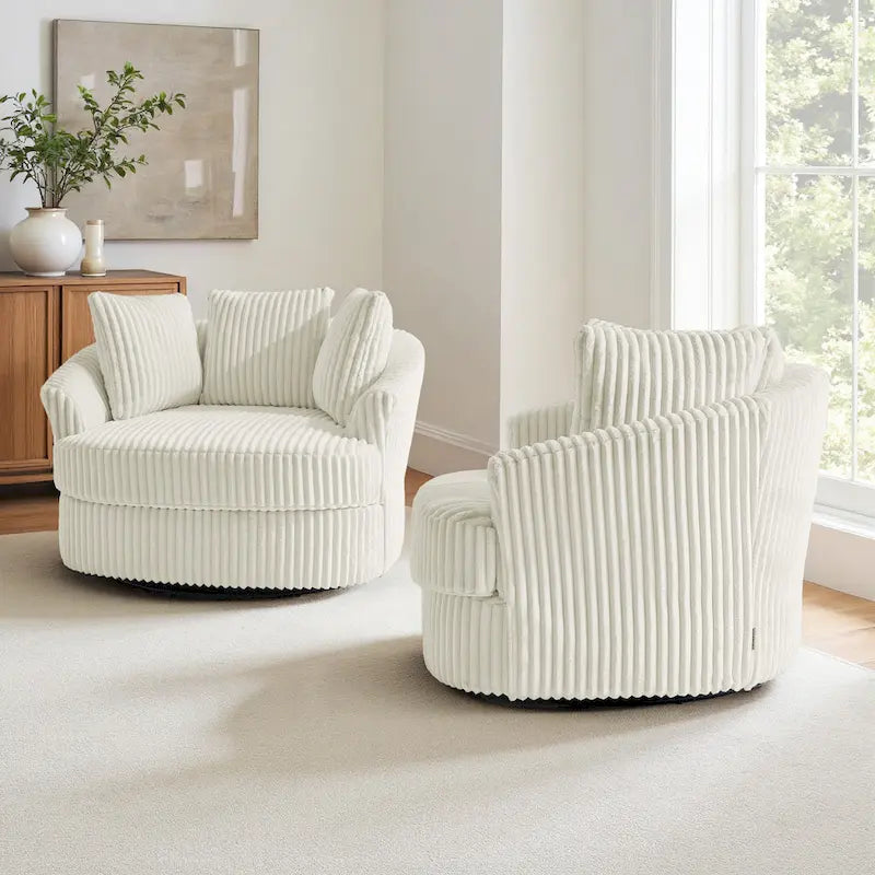 DREAMSIDEA Lot de 2 fauteuils pivotants recouverts de tissu, accoudoirs encastrés