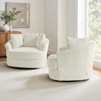 DREAMSIDEA Lot de 2 fauteuils pivotants recouverts de tissu, accoudoirs encastrés