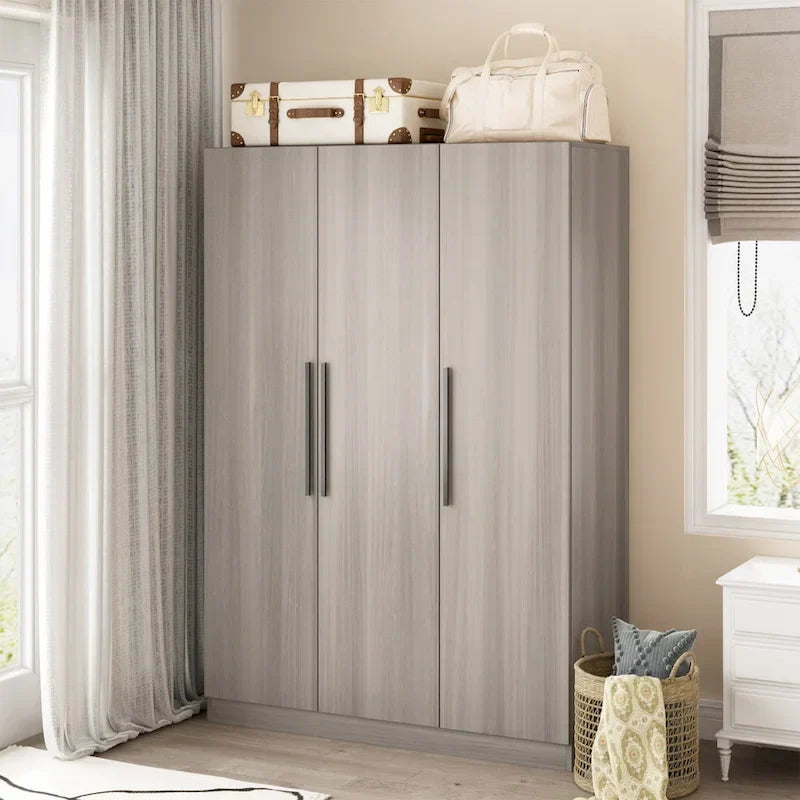 Armoire de rangement en bois avec 6 cubes de rangement et tringle à vêtements
