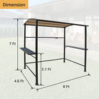 Abri barbecue en acier avec auvent, 1,5 x 2,4 m