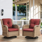 Chaises longues à bascule d'extérieur en osier Gymojoy avec base pivotante (lot de 2)