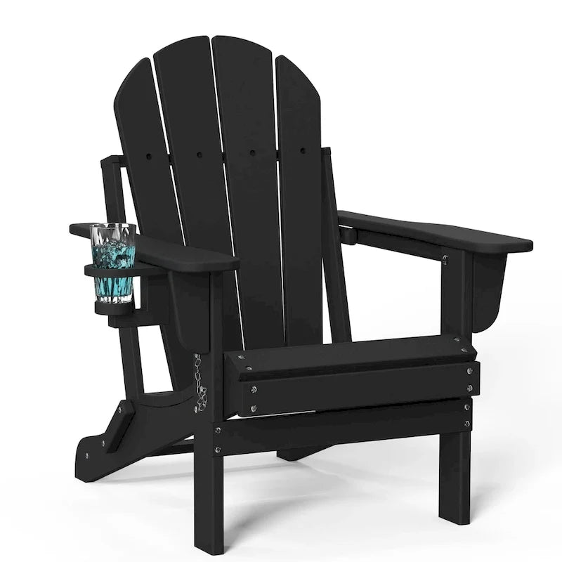 Chaise Adirondack pliante d'extérieur avec porte-gobelet