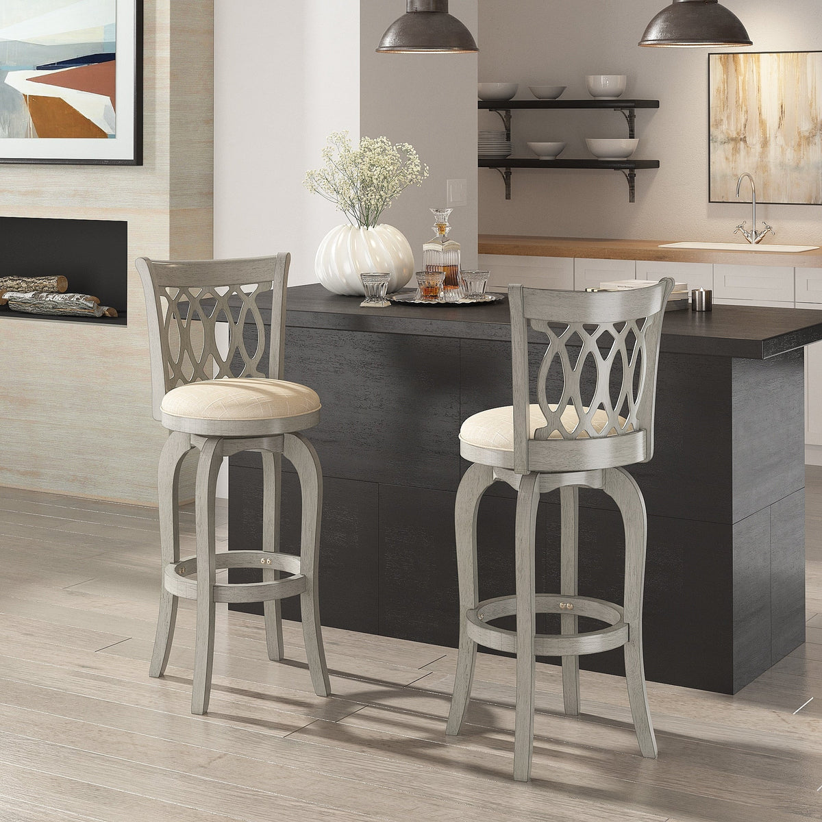 Tabouret de bar pivotant Rovinj Scroll Back