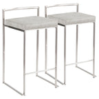 Tabouret de comptoir Silver Orchid Forrest en acier inoxydable empilable et entièrement soudé (lot de 2)