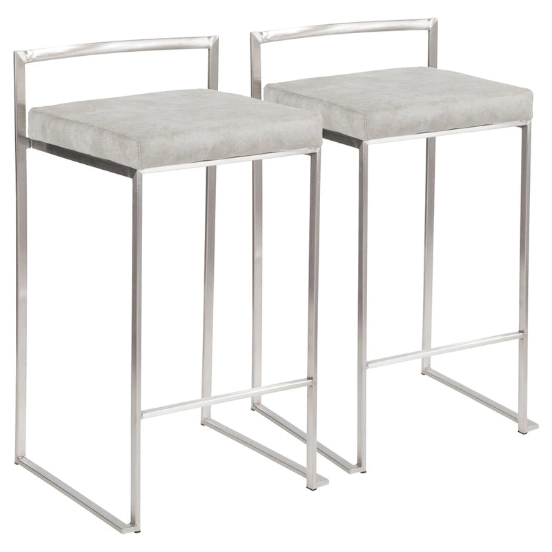 Tabouret de comptoir Silver Orchid Forrest en acier inoxydable empilable et entièrement soudé (lot de 2)