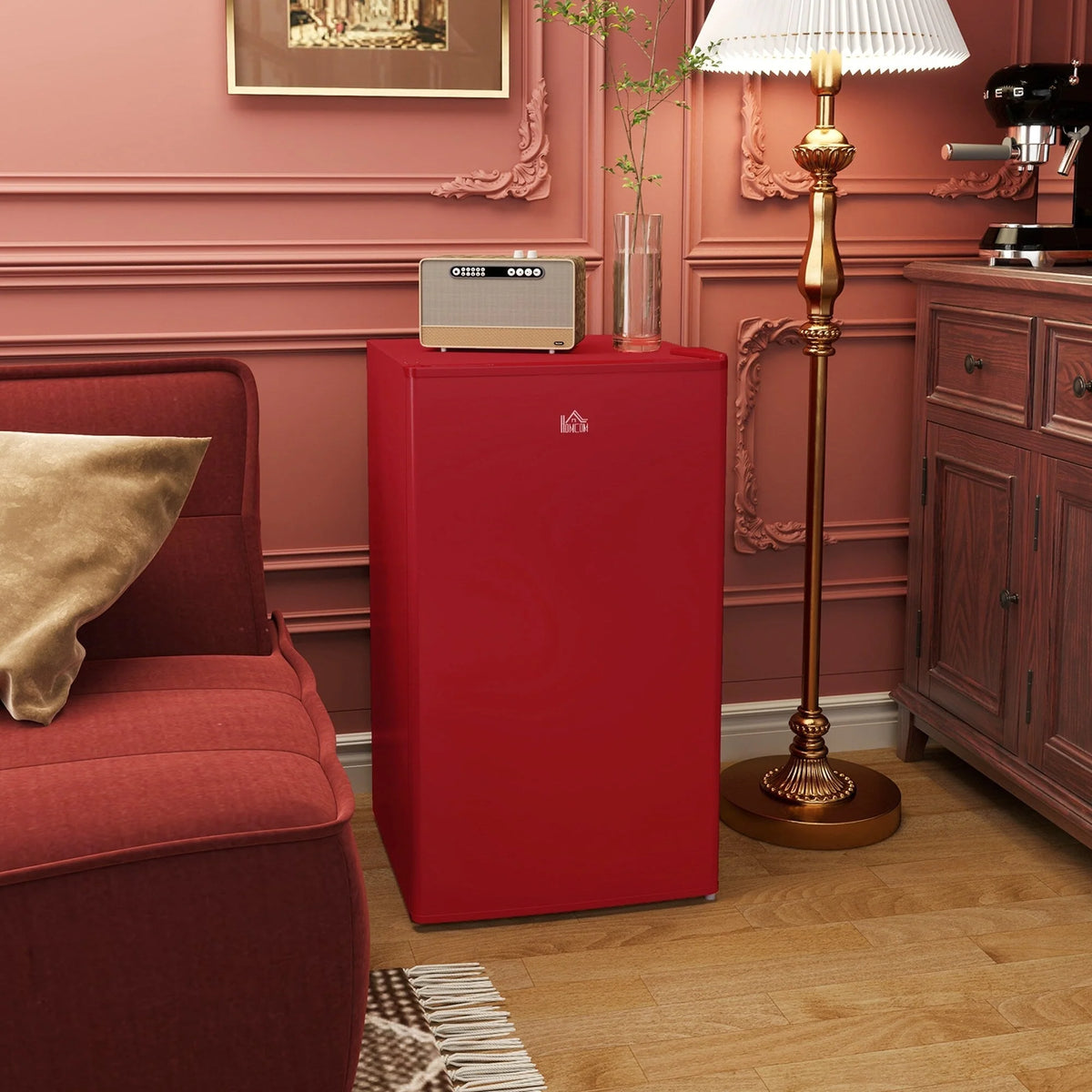 HOMCOM Mini-réfrigérateur de 90,6 L avec congélateur, Réfrigérateur compact à porte unique avec thermostat réglable pour chambre