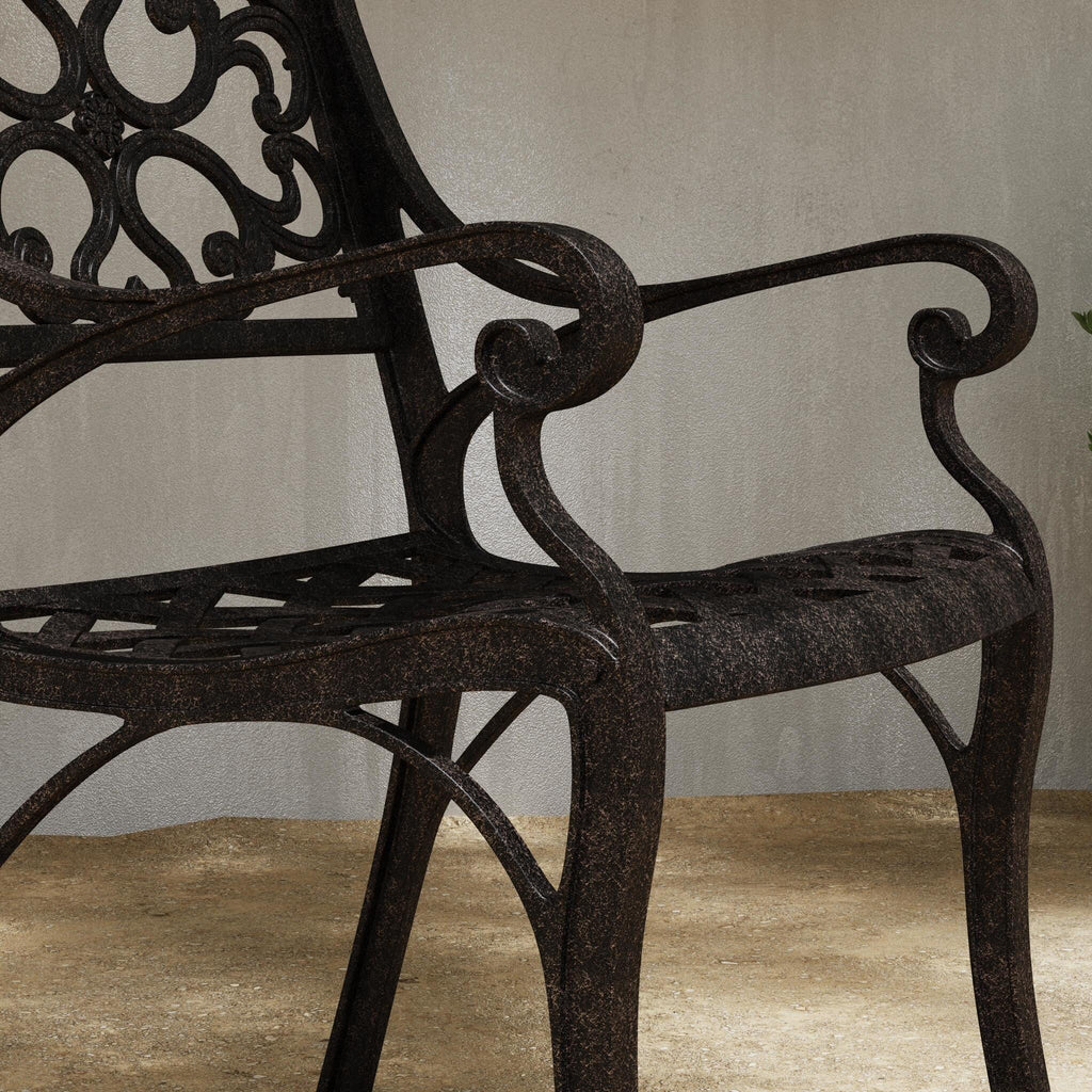 Ensemble de salle à manger d'extérieur 7 pièces en aluminium bronze Sanibel avec table à manger ovale de 72 et six fauteuils par Homestyles