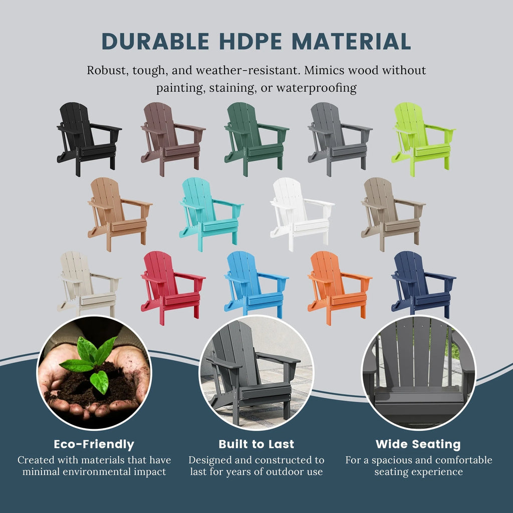 Chaise Adirondack pliante d'extérieur tout temps Polytrends Laguna résistante à la décoloration pour patio