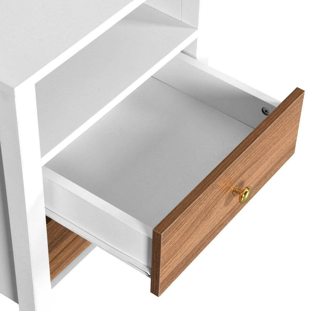 Tables de chevet (lot de 2) avec station de charge, table d'appoint avec 2 tiroirs, ports USB et prises, pour chambre à coucher