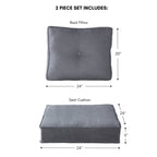 Ensemble de deux coussins d'extérieur haut de gamme Sunbrella pour assise profonde