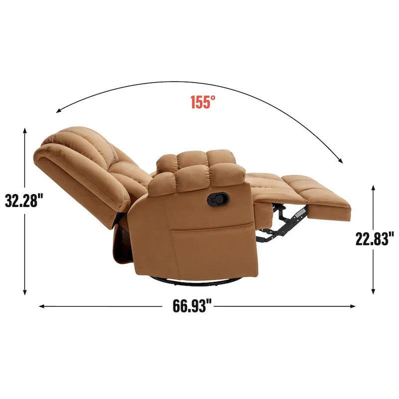 Fauteuil Inclinable Pivotant à Bascule Lazy Boy, Grand Fauteuil Inclinable Manuel Rembourré avec Accoudoirs et Dossier Capitonnés