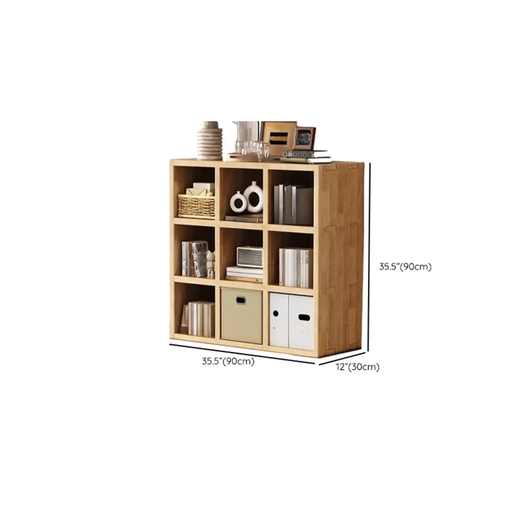 Bibliothèque moderne horizontale en bois à 8 cubes, finition naturelle