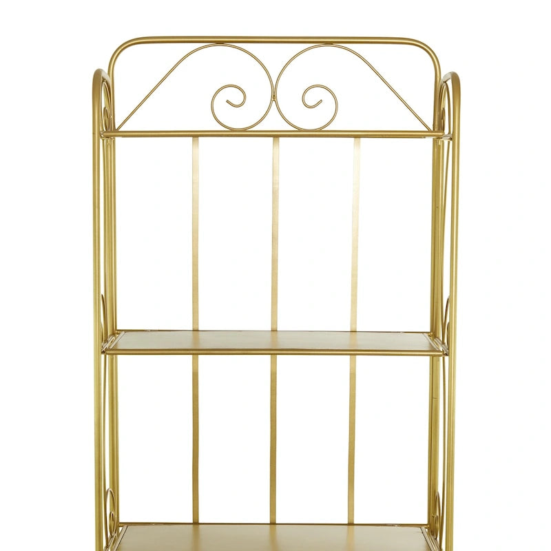 Étagère de Boulanger Pliable Haute à 5 Niveaux en Métal Décoratif pour Intérieur/Extérieur - Or ou Blanc - Roche River Decor