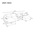 Canapé d'angle moderne en U avec 2 grandes méridiennes et poufs amovibles