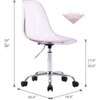 Chaise de bureau à roulettes sans accoudoirs, réglable en hauteur, en acrylique pivotant