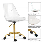 Chaise de bureau à roulettes sans accoudoirs, réglable en hauteur, en acrylique pivotant