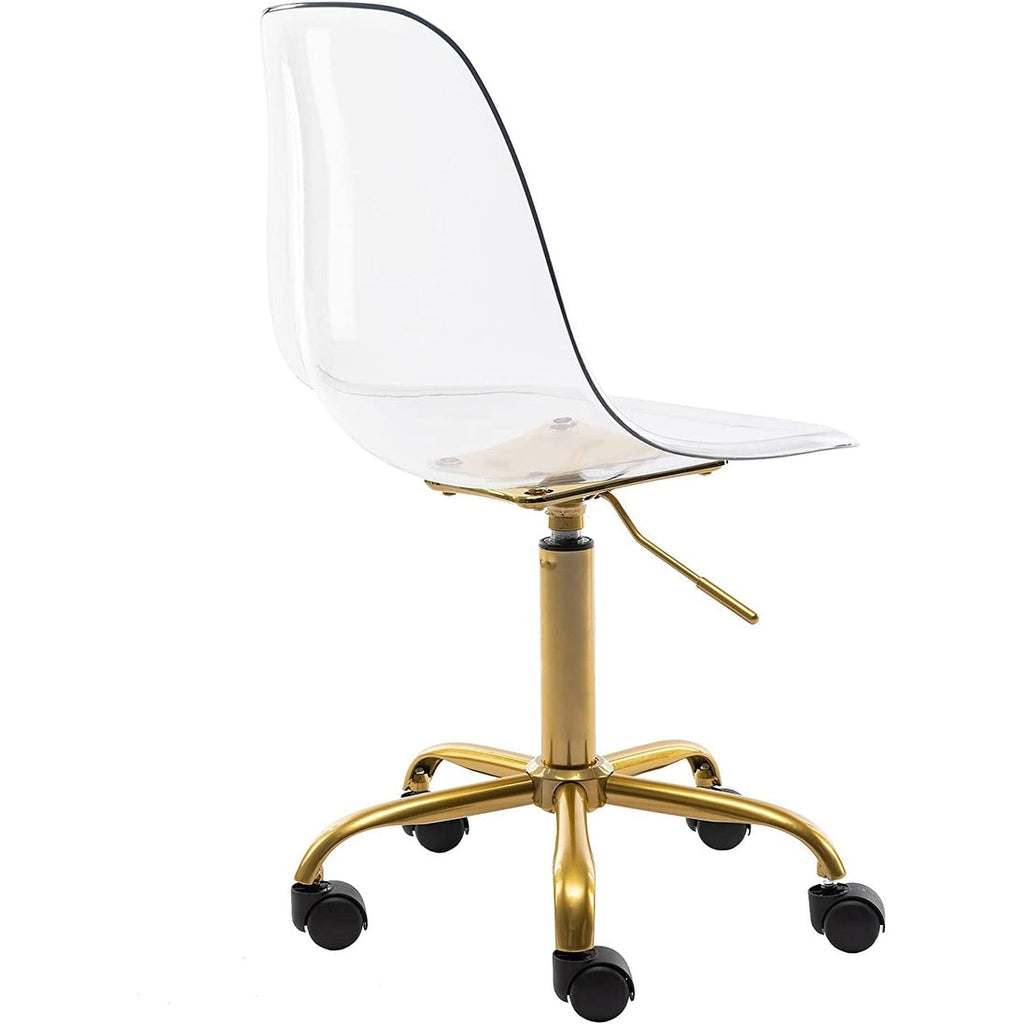 Chaise de bureau à roulettes sans accoudoirs, réglable en hauteur, en acrylique pivotant