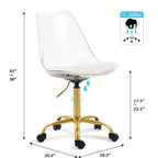 Chaise de bureau à roulettes sans accoudoirs, réglable en hauteur, en acrylique pivotant