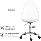 Chaise de bureau à roulettes sans accoudoirs, réglable en hauteur, en acrylique pivotant
