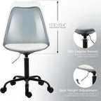 Chaise de bureau à roulettes sans accoudoirs, réglable en hauteur, en acrylique pivotant
