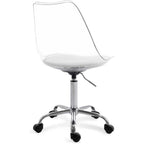 Chaise de bureau à roulettes sans accoudoirs, réglable en hauteur, en acrylique pivotant