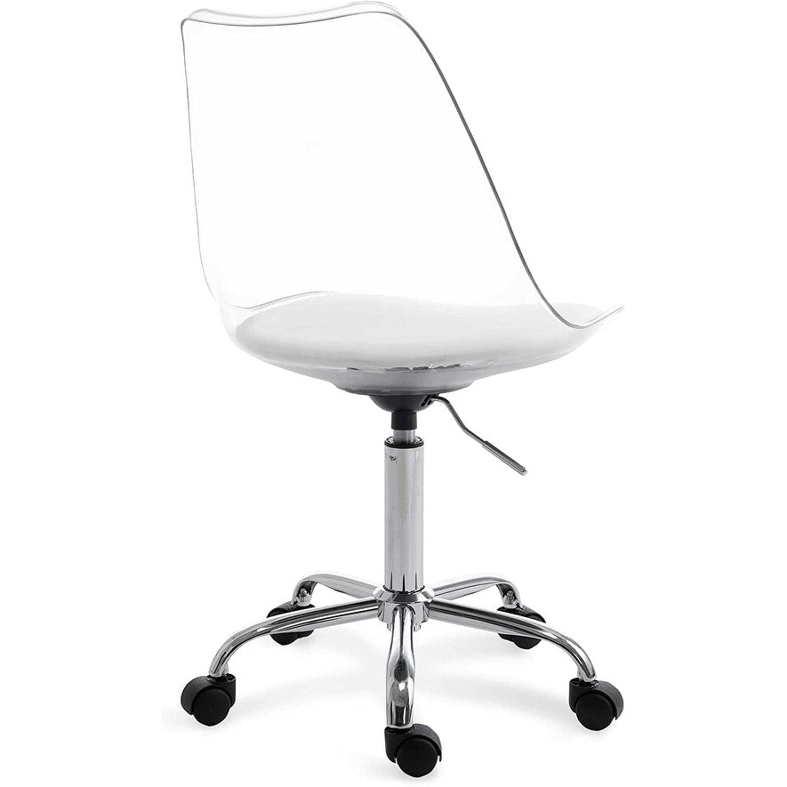 Chaise de bureau à roulettes sans accoudoirs, réglable en hauteur, en acrylique pivotant