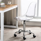 Chaise de bureau à roulettes sans accoudoirs, réglable en hauteur, en acrylique pivotant