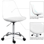 Chaise de bureau à roulettes sans accoudoirs, réglable en hauteur, en acrylique pivotant