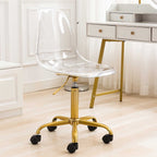 Chaise de bureau à roulettes sans accoudoirs, réglable en hauteur, en acrylique pivotant