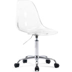 Chaise de bureau à roulettes sans accoudoirs, réglable en hauteur, en acrylique pivotant