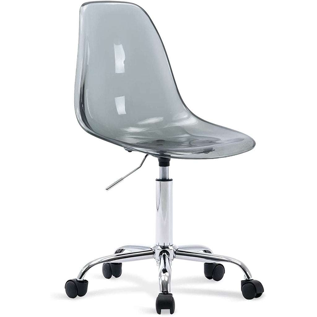Chaise de bureau à roulettes sans accoudoirs, réglable en hauteur, en acrylique pivotant