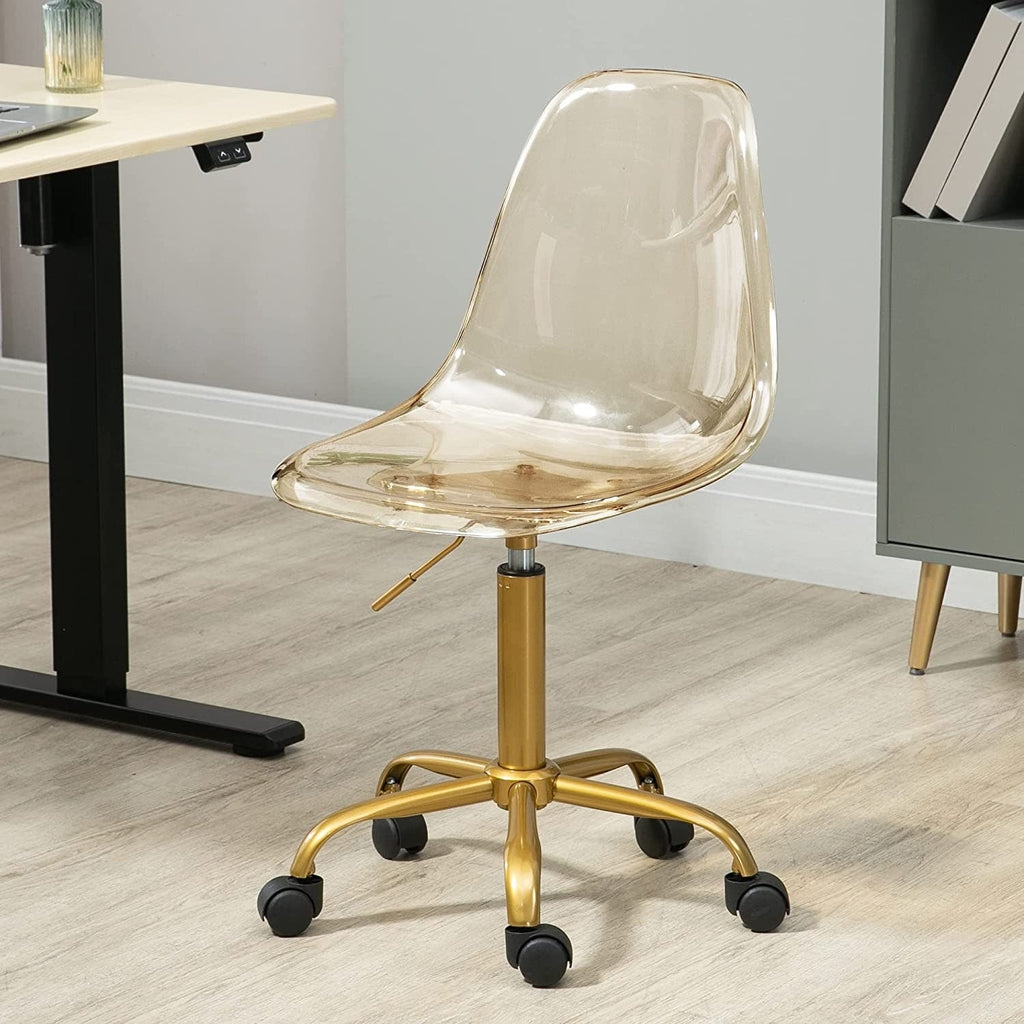 Chaise de bureau à roulettes sans accoudoirs, réglable en hauteur, en acrylique pivotant