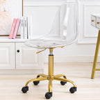 Chaise de bureau à roulettes sans accoudoirs, réglable en hauteur, en acrylique pivotant