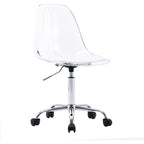 Chaise de bureau à roulettes sans accoudoirs, réglable en hauteur, en acrylique pivotant