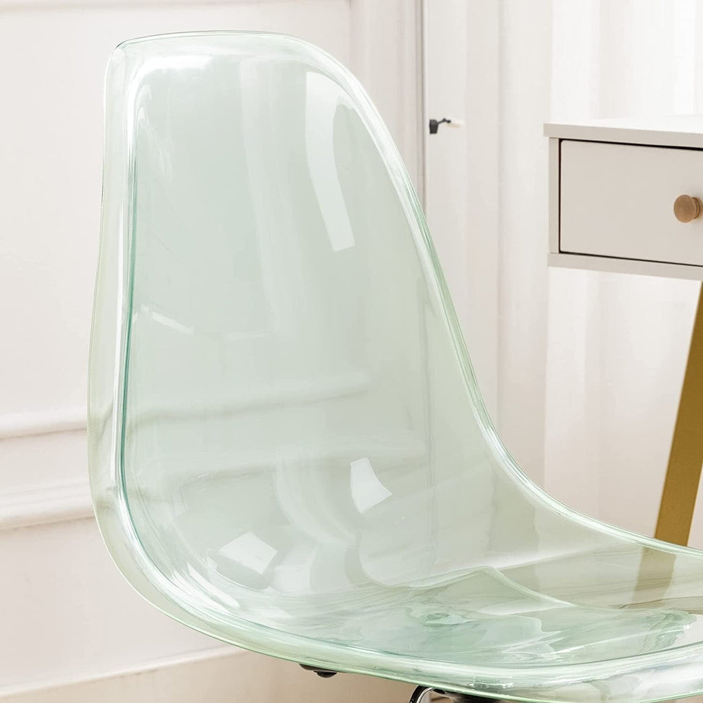 Chaise de bureau à roulettes sans accoudoirs, réglable en hauteur, en acrylique pivotant