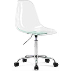 Chaise de bureau à roulettes sans accoudoirs, réglable en hauteur, en acrylique pivotant