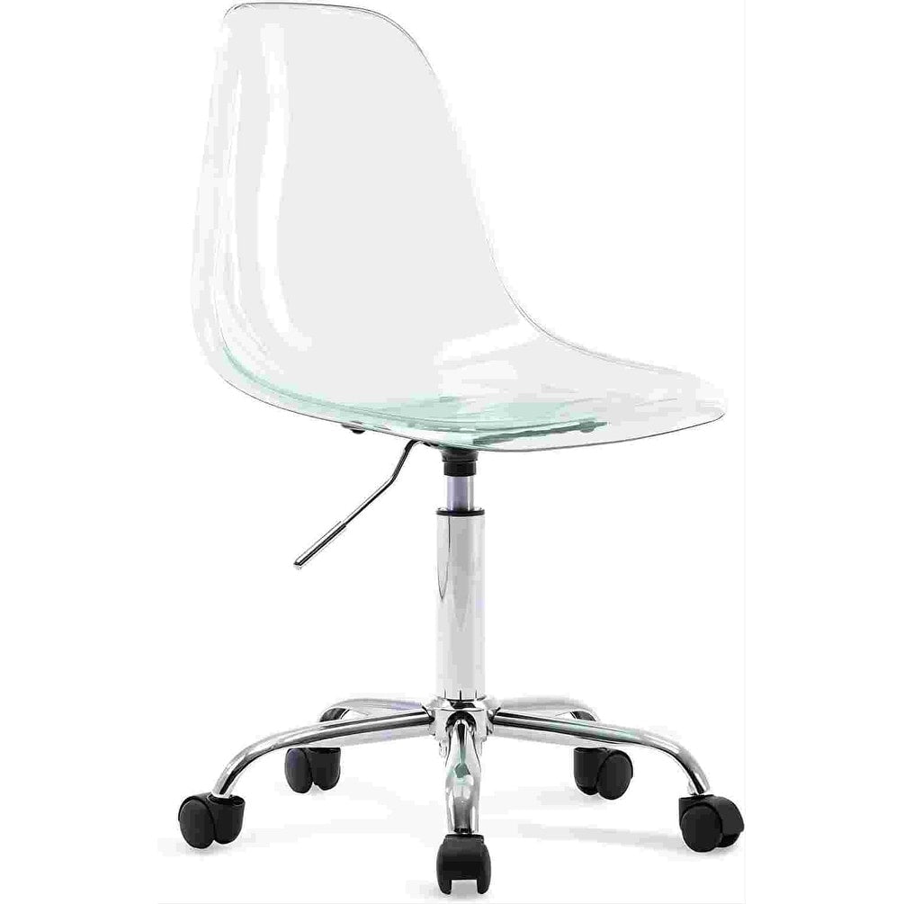 Chaise de bureau à roulettes sans accoudoirs, réglable en hauteur, en acrylique pivotant