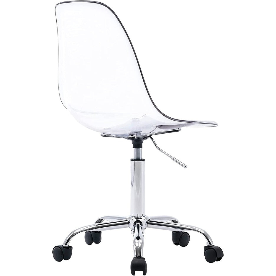 Chaise de bureau à roulettes sans accoudoirs, réglable en hauteur, en acrylique pivotant