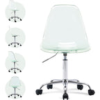 Chaise de bureau à roulettes sans accoudoirs, réglable en hauteur, en acrylique pivotant