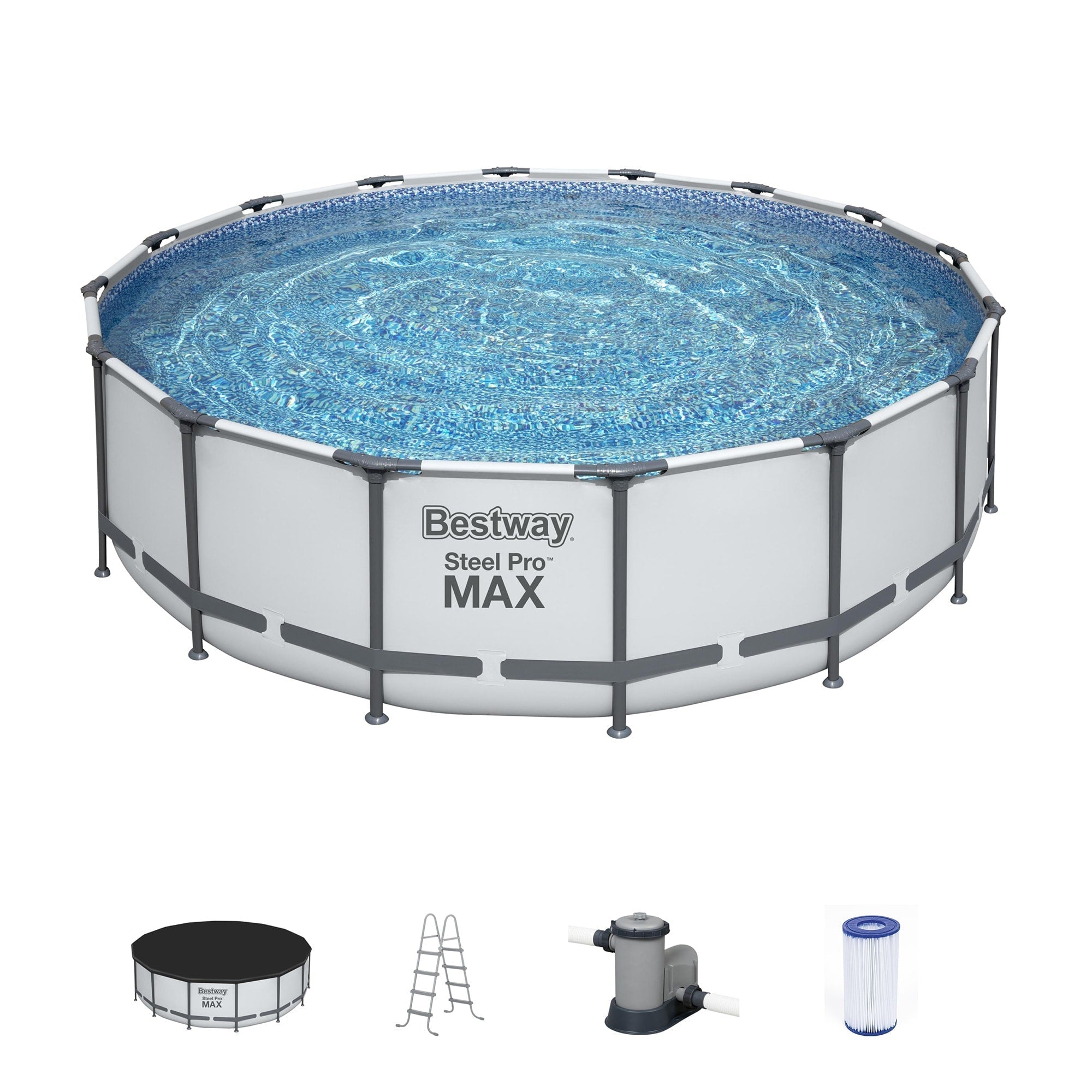 Piscine hors sol ronde Bestway Steel Pro MAX avec pompe et bâche