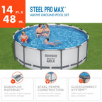 Piscine hors sol ronde Bestway Steel Pro MAX avec pompe et bâche