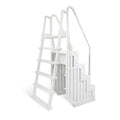 Escalier de piscine facile Blue Wave avec échelle extérieure pour piscines hors sol - 32,5 po L x 56 po P x 81 po H