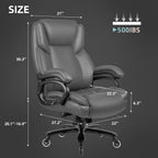 Chaise de bureau de direction Bossin grande taille et forte, 500 lb, avec support lombaire réglable, chaise ergonomique en cuir PU à dossier haut pour ordinateur